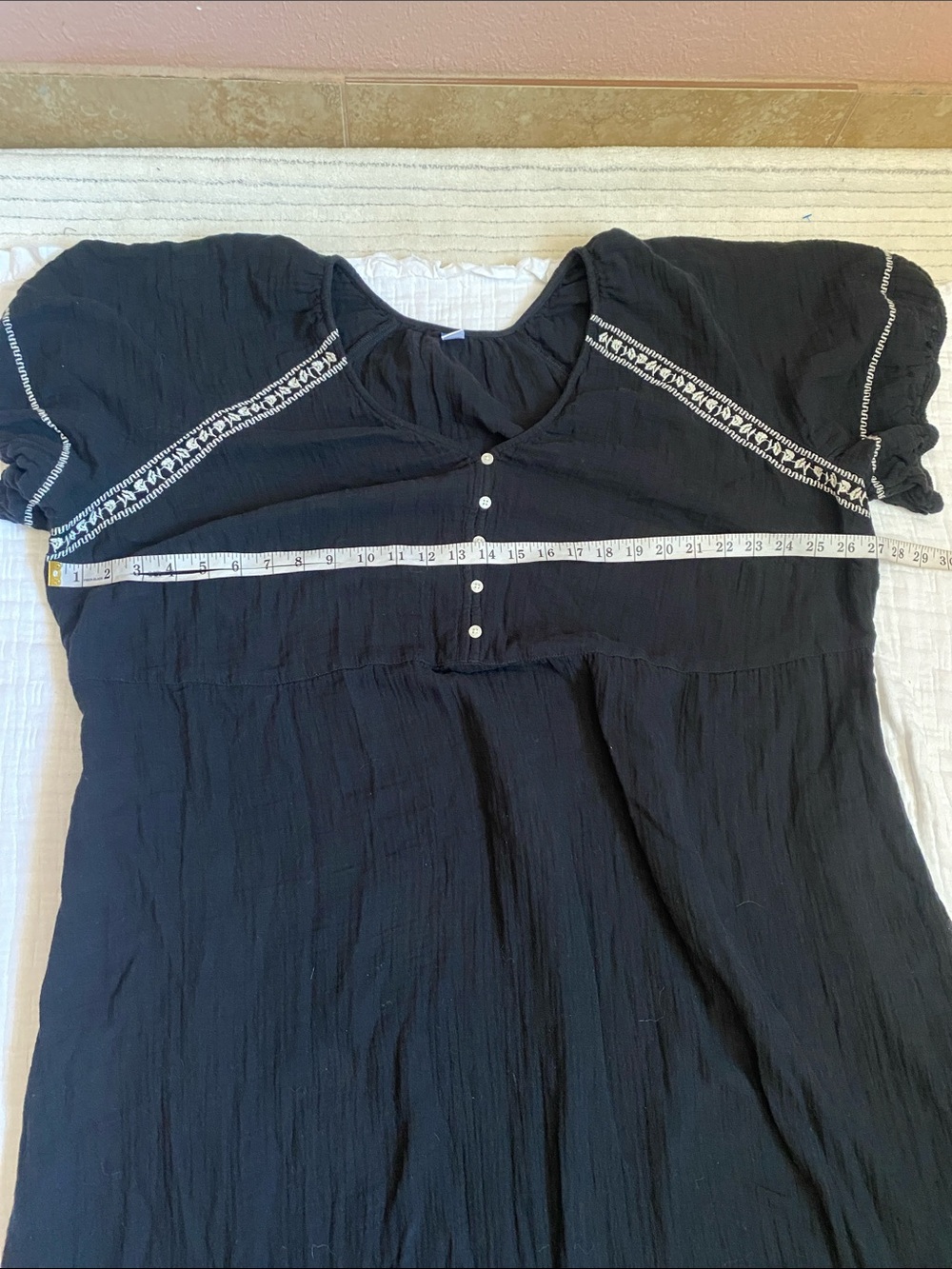 OLD NAVY Black Maxi Dress 100% Cotton with White Embroidery - Picture 5 of 10
